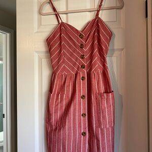 Striped Red Button-Down Dress